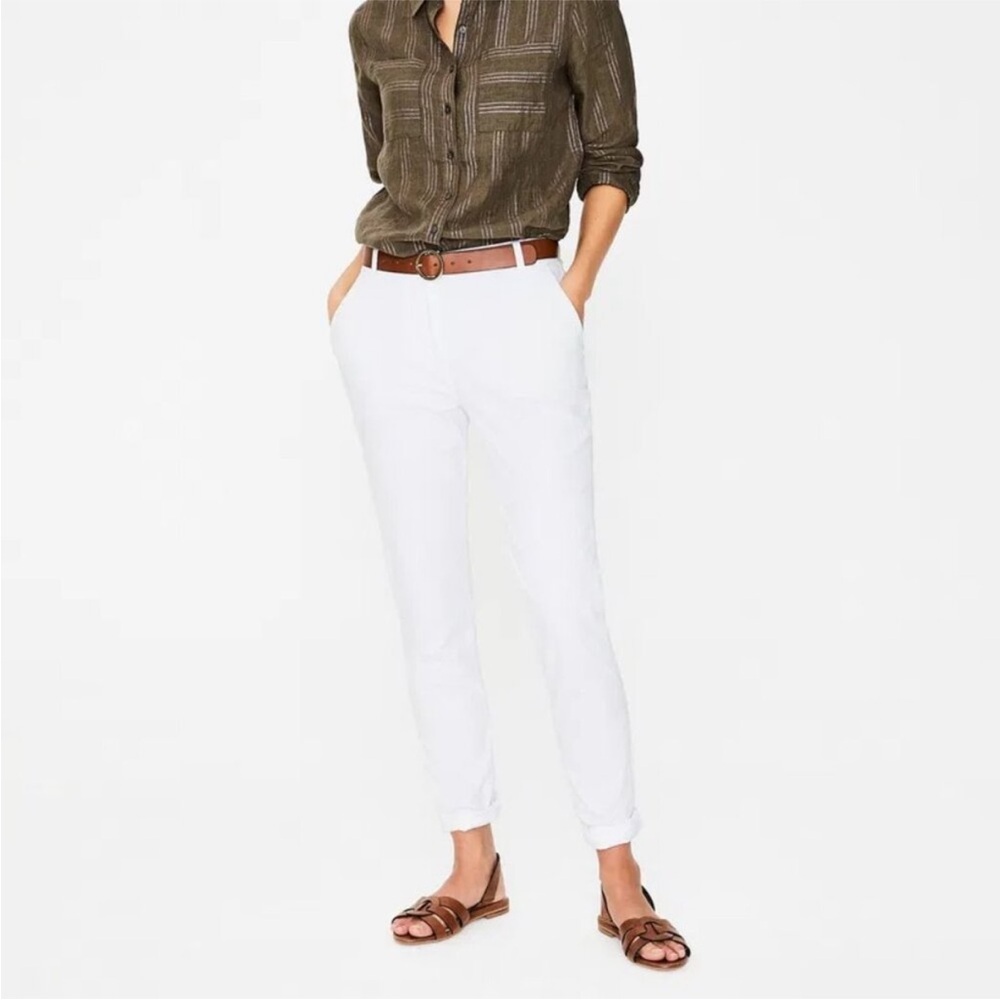 Boden White Straight Leg Pants